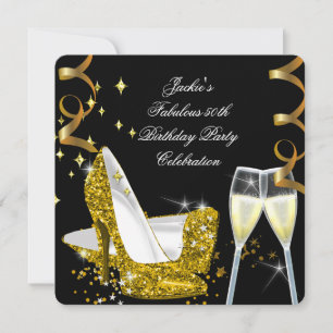 Invitation 50èmes Talons Hauts Brillants Dorés Incroyables An
