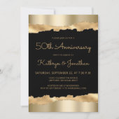 Invitation 50th Anniversary Party Black Gold Torn Foil  (Devant)