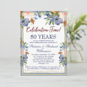 Invitation 50th (Any Year) Chic Floral Wedding Anniversary  (Debout devant)