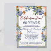 Invitation 50th (Any Year) Chic Floral Wedding Anniversary (Devant / Derrière)