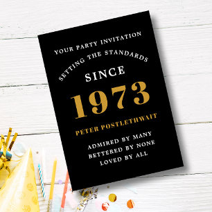 Invitation 50th Birthday 1973 Black Gold Ajouter un nom Année