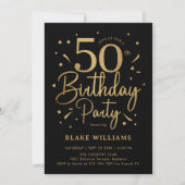 Invitation 50th Birthday Black Gold (Devant)