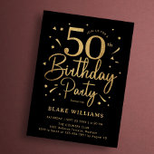 Invitation 50th Birthday Black Gold