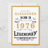 Invitation 50th Birthday Born 1976 White Gold Legend (Devant)