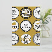 Invitation 50th Birthday Gold Black Fifty Fabulous Party (Debout devant)