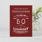 Invitation 50th Birthday Legendary Red Ajouter Nom Légende (Debout devant)