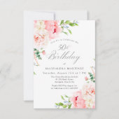 Invitation 50th Birthday Party Feminine Pink Roses Floral (Devant)