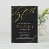 Invitation 50th Birthday Party Gold and Black (Debout devant)