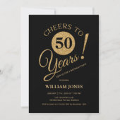 Invitation 50th Birthday Party Gold Black (Devant)