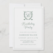 Invitation 50th Birthday Party Golf Crest Elegant Script  (Devant)