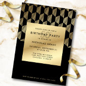 Invitation 50th Birthday Party Modern Black and Gold Foil