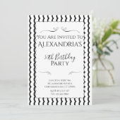 Invitation 50th Birthday Party Modern Black and White (Debout devant)