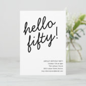 Invitation 50th Birthday Party Modern Script Typography (Debout devant)
