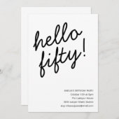 Invitation 50th Birthday Party Modern Script Typography (Devant / Derrière)