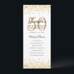 Invitation 50th Birthday Party Program Menu Merci U Gold<br><div class="desc">Design élégant "Programme de fête d'anniversaire" avec faux parties scintillant confetti texte personnalisé.</div>