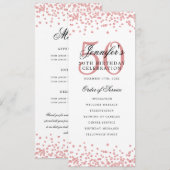 Invitation 50th Birthday Party Program Menu Rose Gold (Devant / Derrière)