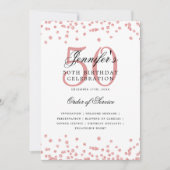 Invitation 50th Birthday Party Program Menu Rose Gold (Devant)