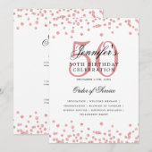 Invitation 50th Birthday Party Program Menu Rose Gold (Devant / Derrière)
