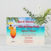 Invitation 50th Birthday Summer Cocktail Beach Party (Debout devant)