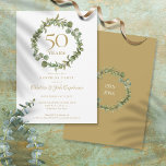 Invitation 50th Golden Anniversary Surprise Party Garland<br><div class="desc">Featuring an elegant woodland floral greenery garland,  this chic botanical surprise 50th wedding anniversary party invitation can be personalised with your special golden anniversary information. The reverse features a matching greenery garland framing your anniversary dates in elegant white text on a gold background. Designed by Thisisnotme©</div>