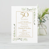 Invitation 50th Golden Wedding Anniversary Memories Greenery (Debout devant)