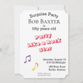 Invitation 50th Mens 🎸 🤣 Rockstar Anniversaire Guitare Funk (Dos)