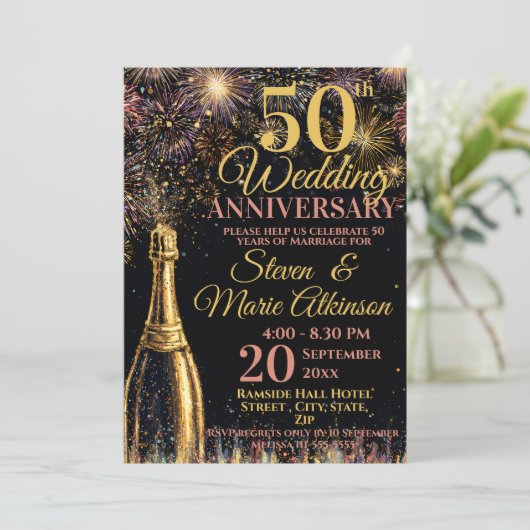 Invitation 50th Wedding Anniversary Bubbly Celebration (Debout devant)