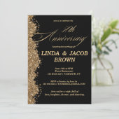 Invitation 50th Wedding Anniversary Gold Faux Glitter Script (Debout devant)