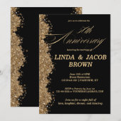 Invitation 50th Wedding Anniversary Gold Faux Glitter Script (Devant / Derrière)