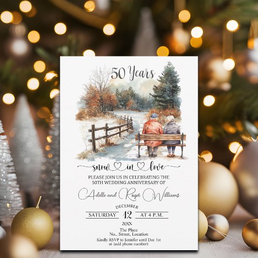 Invitation 50th Wedding Anniversary Winter Landscape Romantic