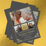 Invitation 50th Wedding Anniversary With Frame Personalized<br><div class="desc">50th Wedding Anniversary With frame Personalized Grey and Gold Photo flat card from Ricaso  ...  ideal for anniversaries</div>