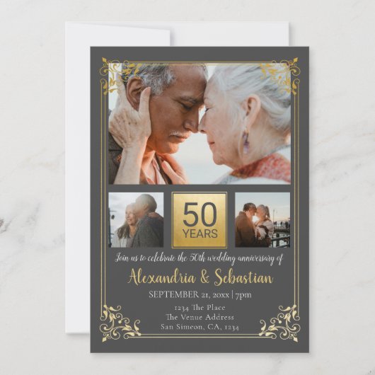 Invitation 50th Wedding Anniversary With Frame Personalized (Devant)