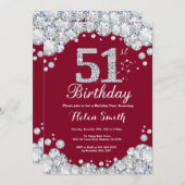 Invitation 51e anniversaire Chalkboard Bourgogne Diamant d'ar (Devant / Derrière)