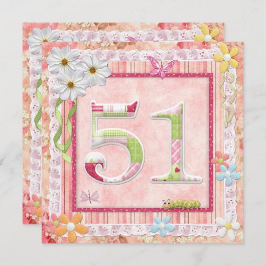 Invitation 51e anniversaire style scrapbooking (Devant / Derrière)