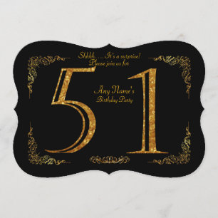 Invitation 51e, fête d'anniversaire 51e, grand Gatsby, noir &