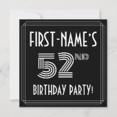 Invitation 52e fête d'anniversaire : Art Déco Style avec nom (Devant)