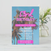 Invitation 53e anniversaire d'invitation Summer Pink Palm tre (Debout devant)