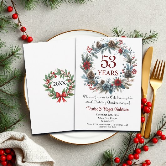 Invitation 53e anniversaire du Mariage hiver