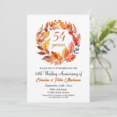 Invitation 54e anniversaire du Mariage Automne Floral Garland (Debout devant)