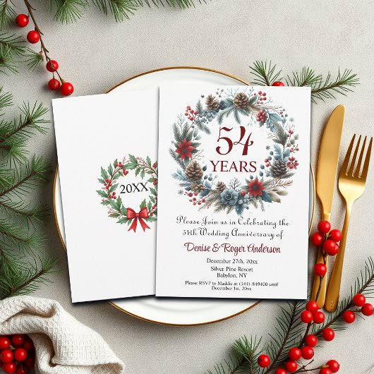 Invitation 54e anniversaire du Mariage hiver