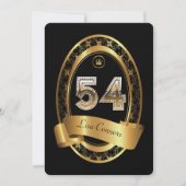 Invitation 54e anniversaire, homme de fête, couleur élégante (Devant)
