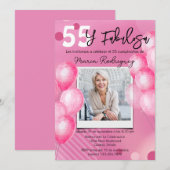 Invitation 55 y Fabulosa Pink Photo Espagnol 55e anniversaire (Devant / Derrière)