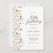 Invitation 55e anniversaire Aquarelle Fleur sauvage Floral (Devant)