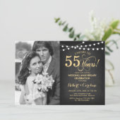 Invitation 55e anniversaire avec photo - Noir et or (Debout devant)