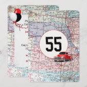 Invitation 55e Anniversaire de la fête Camion rouge Retro (Devant / Derrière)