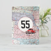 Invitation 55e Anniversaire de la fête Camion rouge Retro (Debout devant)