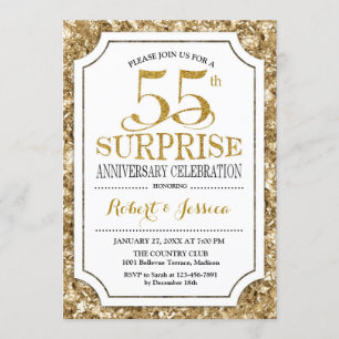 Invitation 55e anniversaire de la surprise - Or blanc