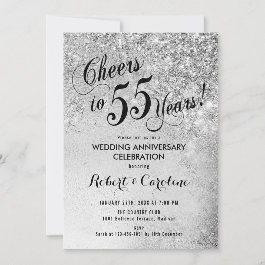 Invitation 55e anniversaire de mariage Argent (Devant)