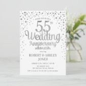 Invitation 55e anniversaire de mariage - Argent & Blanc (Debout devant)