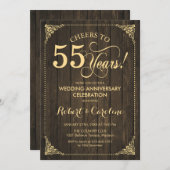 Invitation 55e anniversaire de mariage - Bois doré (Devant / Derrière)